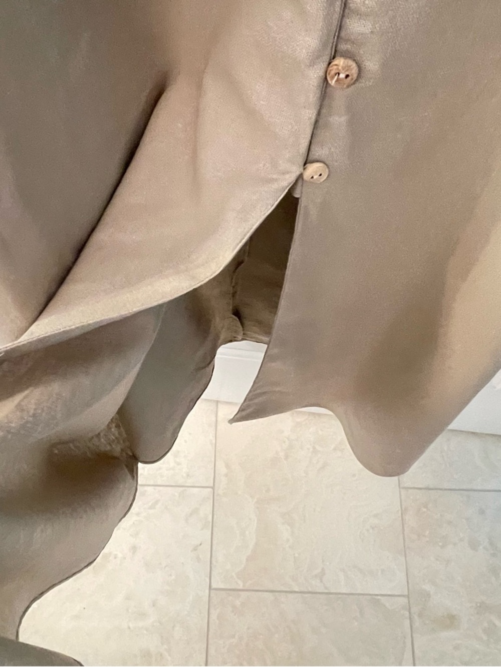 ZARA Neutral Cream Slip Midi Dress with Front Buttons - Picture 8 of 12